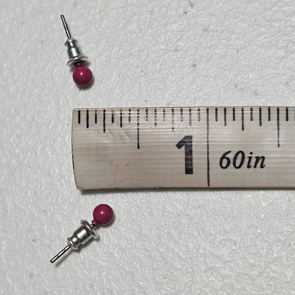 Retro Pink Ball Stud Earrings Classic Minimalist Fashion Jewelry Women - Picture 3 of 3